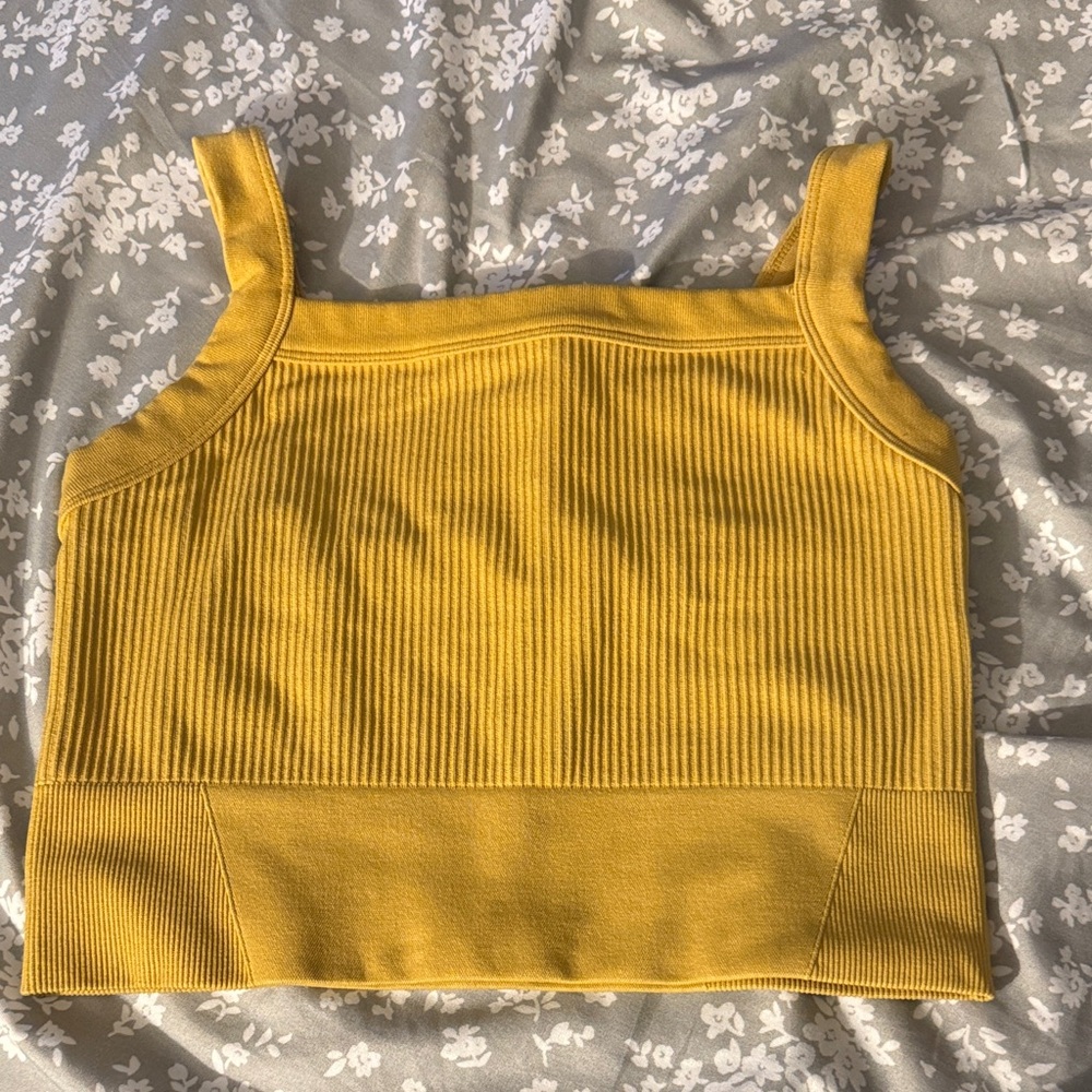 Yellow Ribbed Crop Top